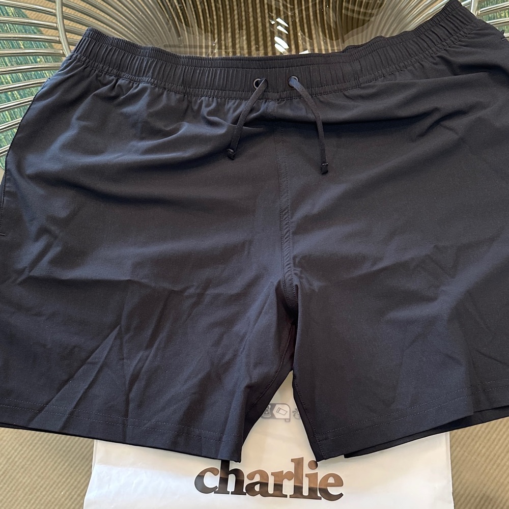 NWT Charlie Men’s Black Elastic-Waist Sport Shorts